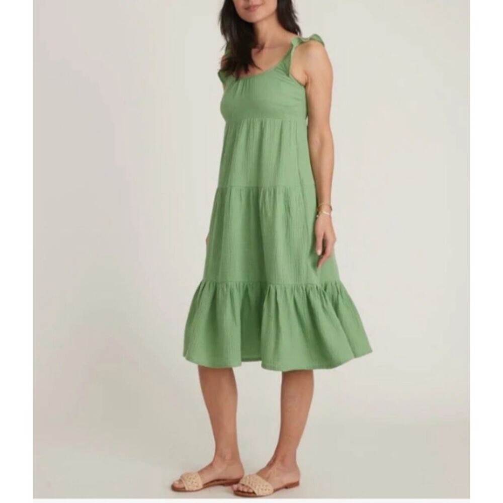 NWT Marine Layer Jude flutter sleeve Midi Dress, jade green, XS